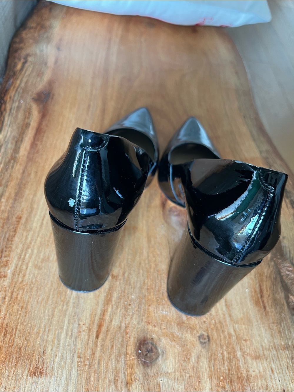 Massimo Matteo Dawn Black Patent Pointed Toe Block Heel Pumps Size 7 - Picture 2 of 8